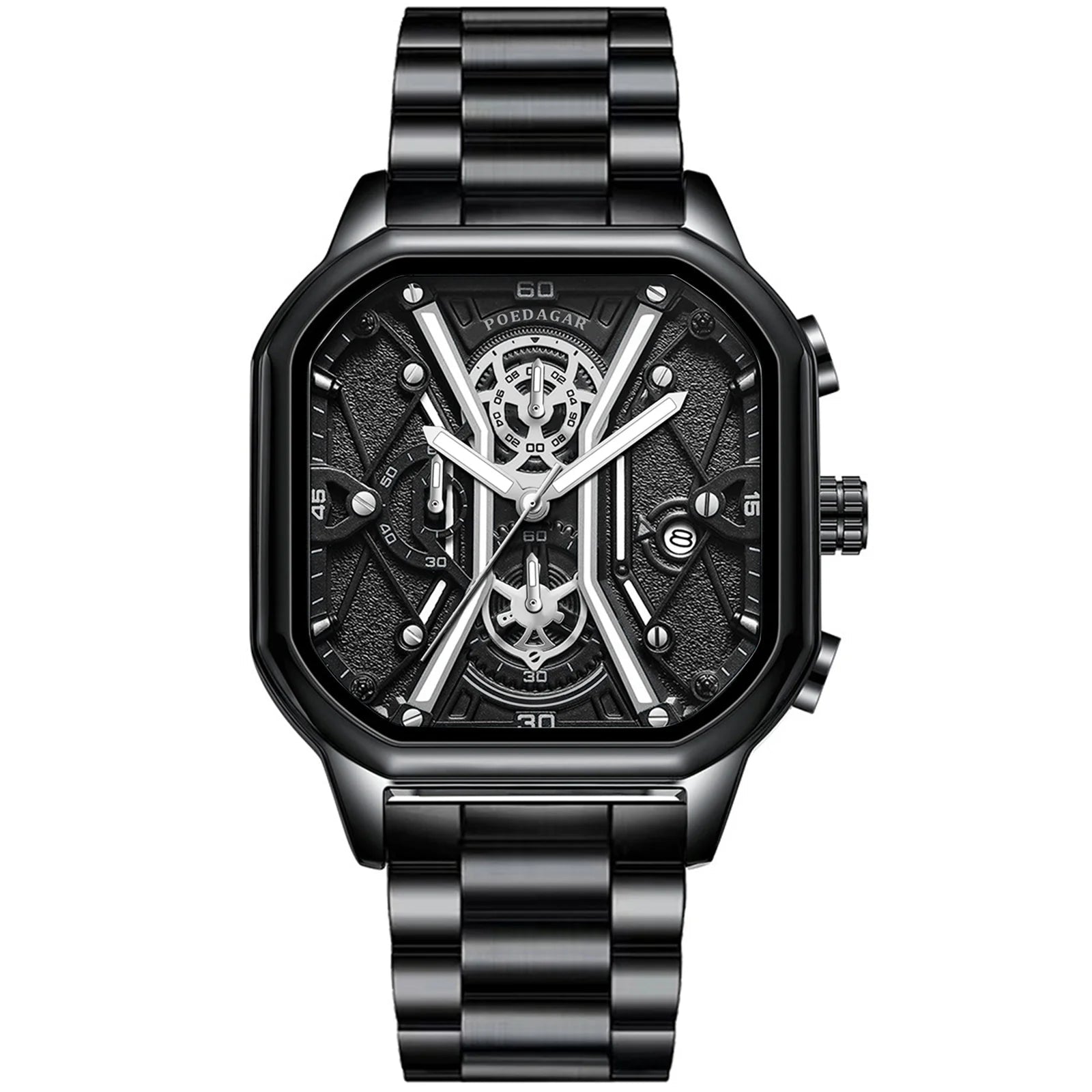 Black & Rose Gold Skeleton Watch
