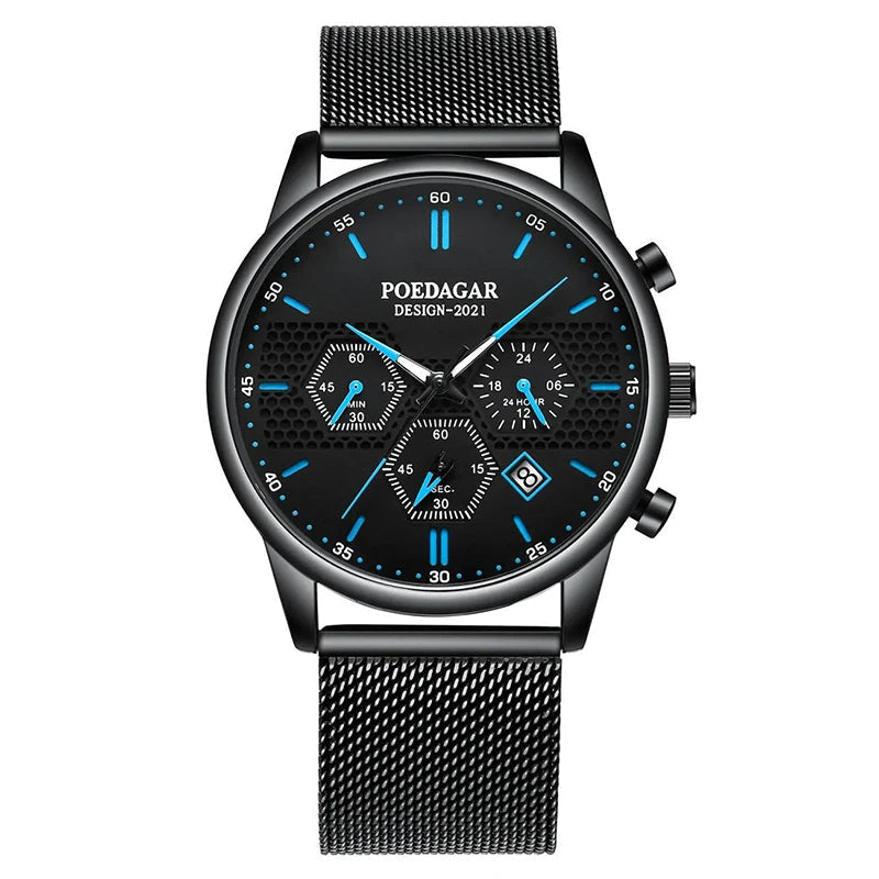 Black Mesh Strap Chronograph Watch