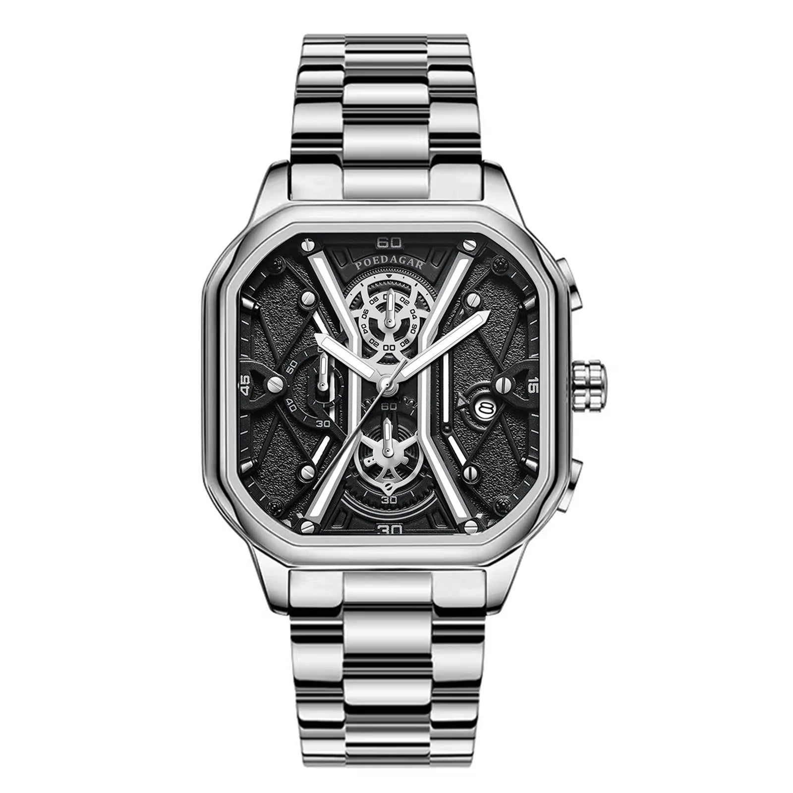 Black & Rose Gold Skeleton Watch