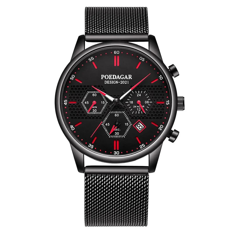 Black Mesh Strap Chronograph Watch