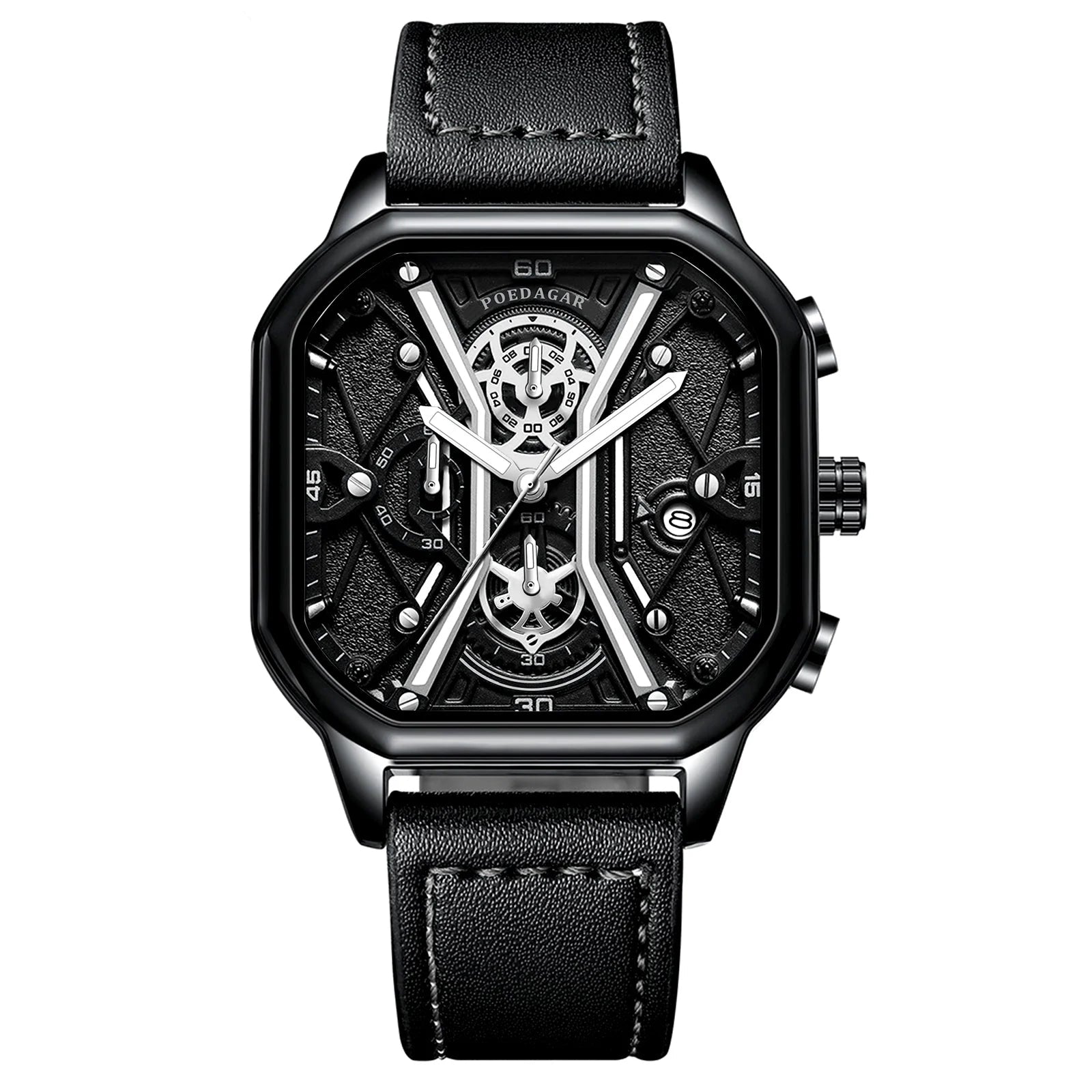 Black & Rose Gold Skeleton Watch