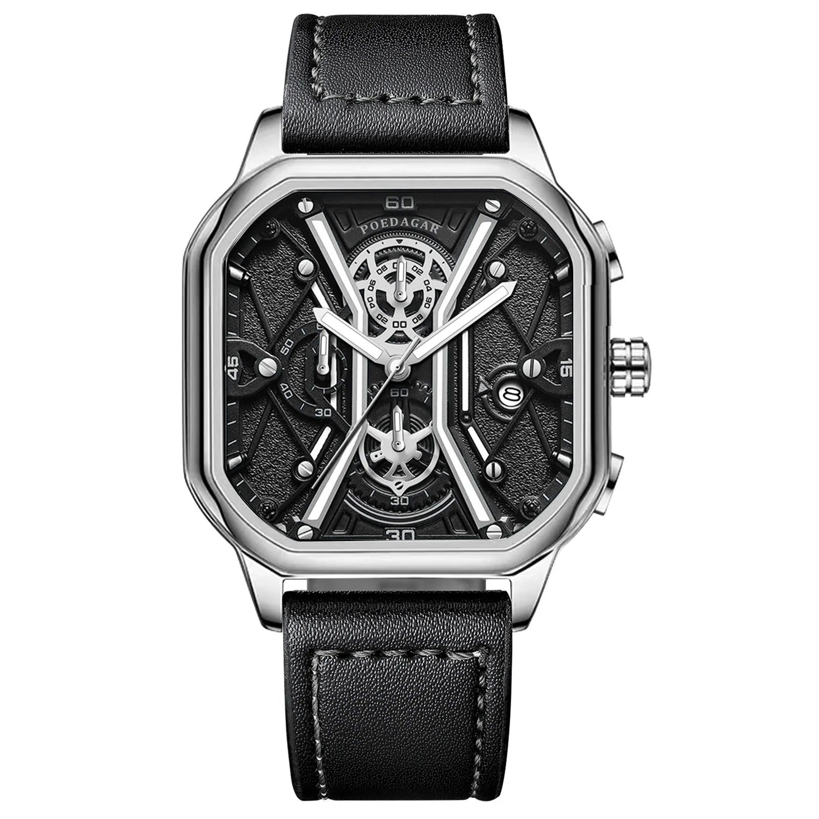 Black & Rose Gold Skeleton Watch