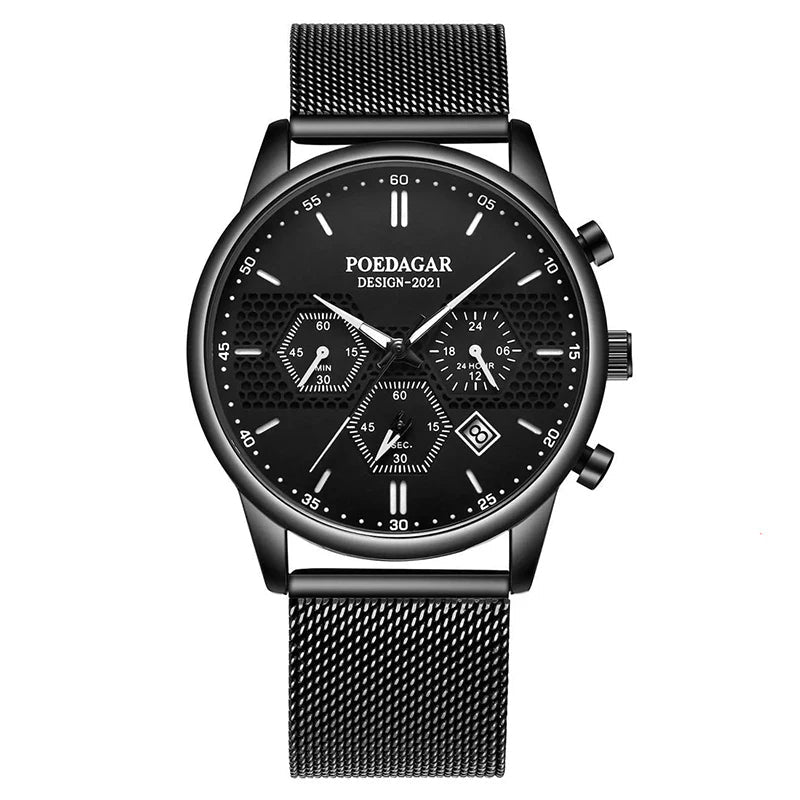 Black Mesh Strap Chronograph Watch